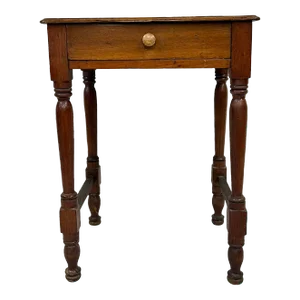 Early 1800s One Drawer Primitive Cherry Work Table