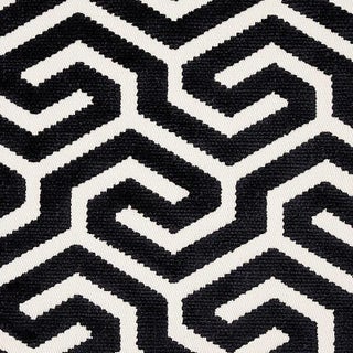 Schumacher Ming Fret Velvet Fabric in Black For Sale