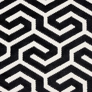 Schumacher Ming Fret Velvet Fabric in Black