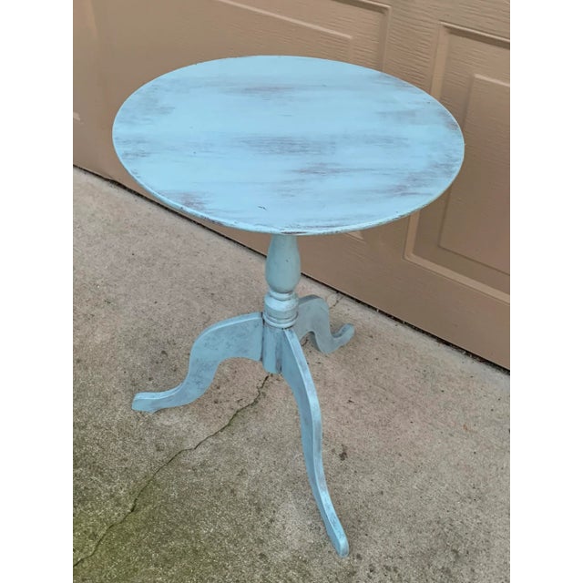 French Country Antique French Country Round Painted Walnut Side Table, Early 20th Century For Sale - Image 3 of 10
