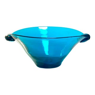 1940s Blenko Blob Handled Bowl #517l by Winslow Anderson For Sale