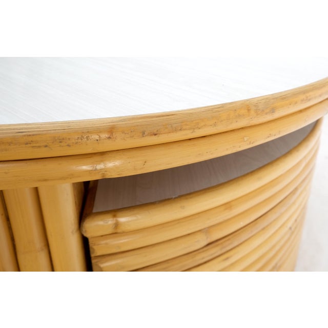 Hi-Lo Convertible Reed Coffee Dinette Game Table w/ Nesting Benches Stools Chair For Sale - Image 17 of 17