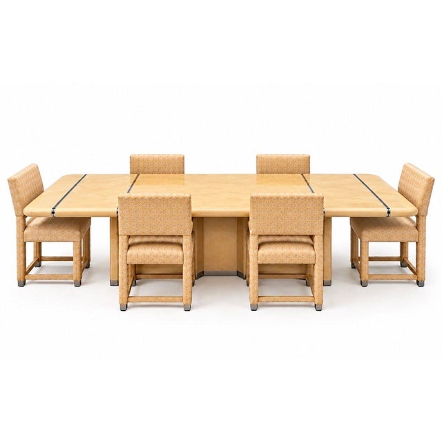 Animal Skin Karl Springer Goatskin Bullnose Dining Table With Chrome, 1970 For Sale - Image 7 of 8