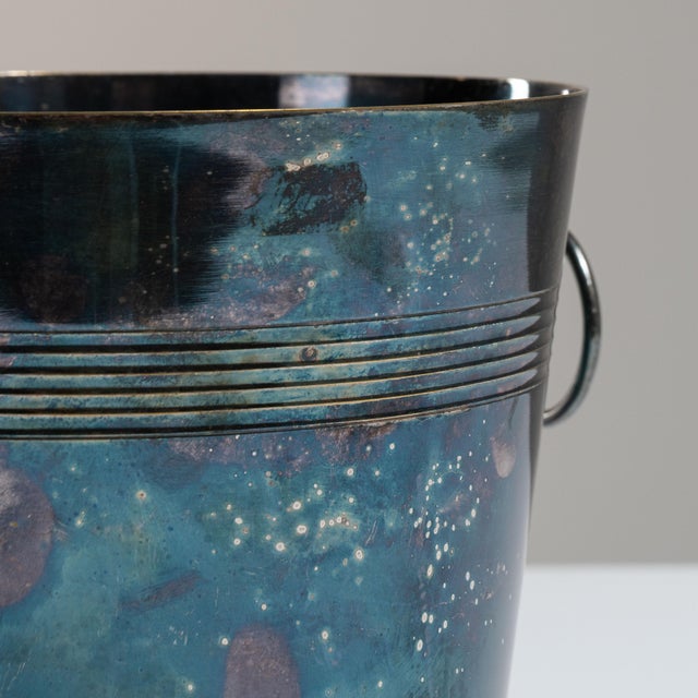 French Mid 20th Century France Charcoal Silver Ice Bucket For Sale - Image 3 of 13