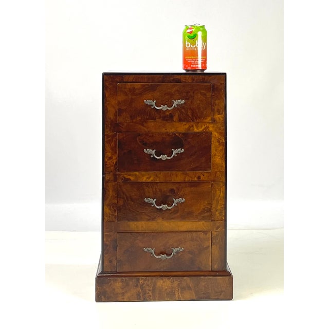 Vintage Italian Burl Wood 4-Drawer Nightstand or Side Chest For Sale - Image 12 of 13