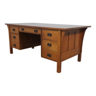 Stickley Mission Oak Large Executive Office Desk For Sale