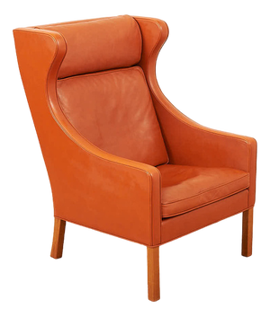 Model 2204 Wingback Armchair in Wood and Leather by Børge Mogensen for Frederica, 1963