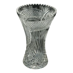 1950's Tall Vintage Crystal Flower Vase