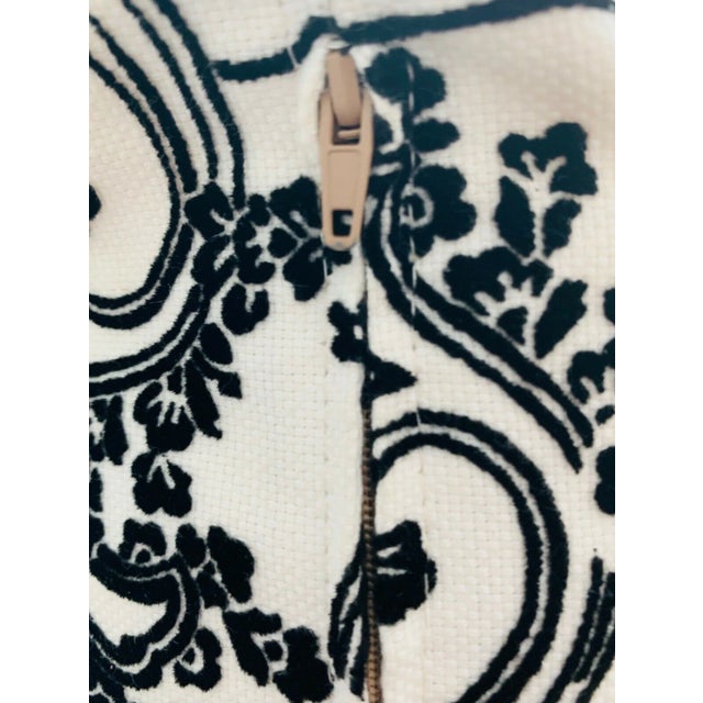 Contemporary Shamiana Accents Luxury Black White Paisley Velvet Pillow