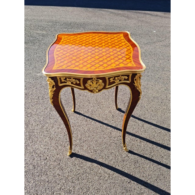 French French Style Parquetry Side/ Corner Table, Coffee/Tea Table For Sale - Image 3 of 13