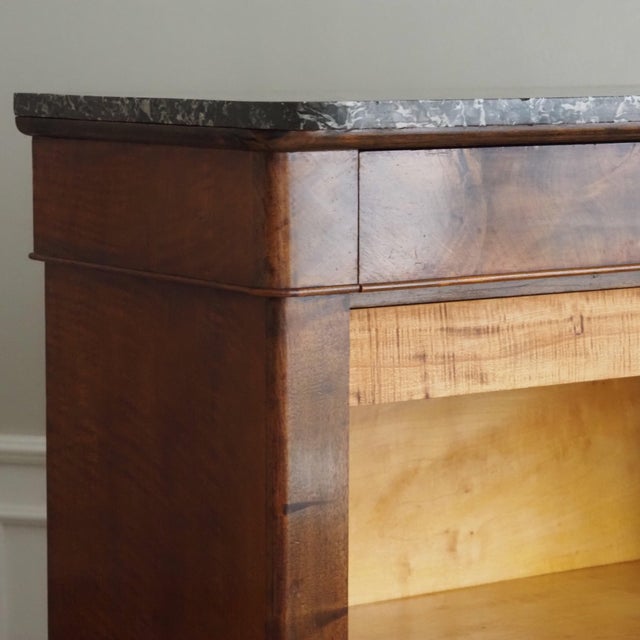 Louis Philippe Secretary in Walnut with Marble Top and Secret Compartments For Sale - Image 6 of 18