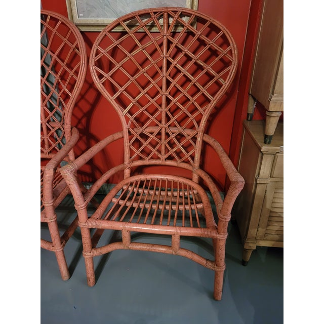 Vintage High Fan Back Rattan Chairs A Pair Chairish