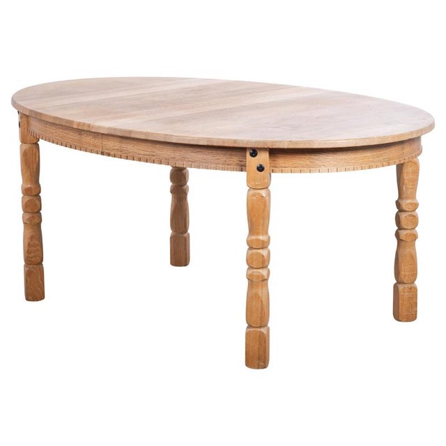 Brutalist Oval Oak Dining Table from Henning Kjærnulf, Denmark, 1960s For Sale - Image 10 of 10