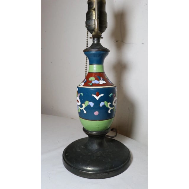 1930s 1930s Rare Antique Austrian Amphora Pottery Cast Iron Brass Electric Table Lamp For Sale - Image 5 of 11