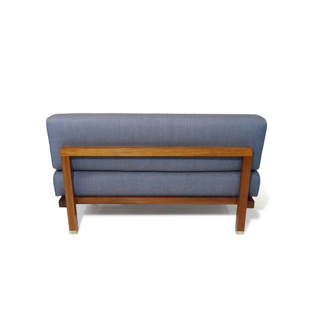 Mid Century Armless Loveseat Settee in Blue Chairish