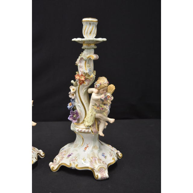 Meissen 4-Seasons Figural Candlesticks For Sale - Image 10 of 15