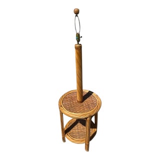 Vintage Pencil Reed and Rattan Floor Lamp For Sale