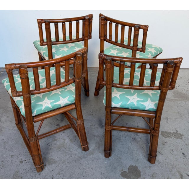 1960s Ficks Reed Expandable Bamboo Game & Dining Table with 4 Matching Chairs, C. 1960 For Sale - Image 5 of 18