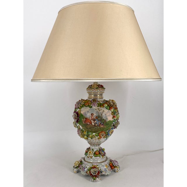 A table lamp * from the sitzendorf porcelain manufactory * thuringia, germany, presumably early 20th century. * baroque...