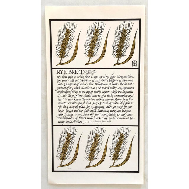 David Goines/Chez Panisse Mid Century Linocut, Out of Print, Rye Bread For Sale - Image 4 of 4