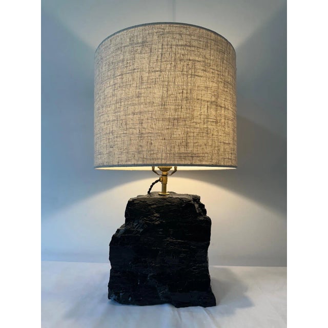 Contemporary Charcoal / Black Coal Stone Lamp For Sale - Image 3 of 12