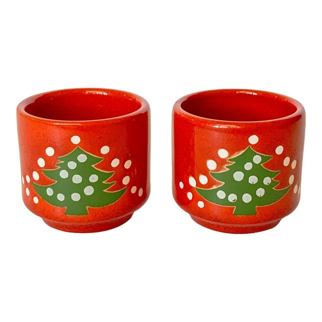 Vintage German Waechtersbach Christmas Tree Candle Holders- Set of 2 For Sale