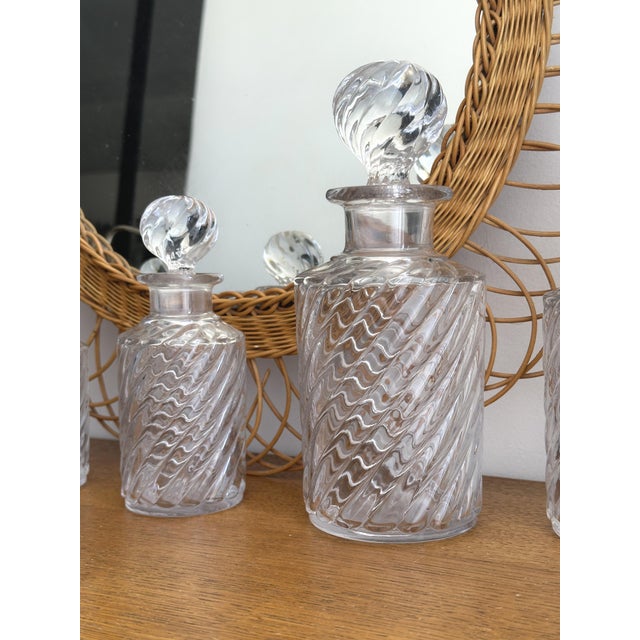 Baccarat Crystal Topper Bottles with Bamboo Twist Pattern from Baccarat, France, 1910s, Set of 8 For Sale - Image 4 of 13
