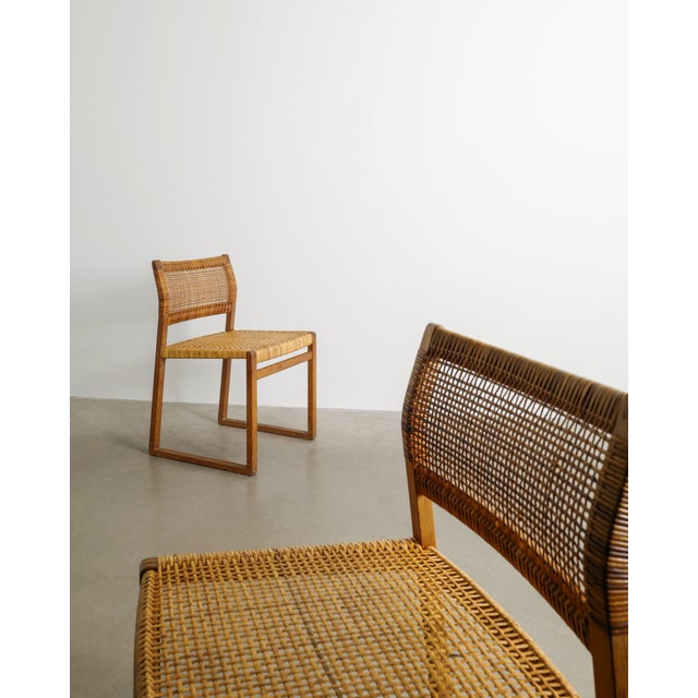 Danish Mid Century Wood & Rattan BM-61 & BM-62 Dining Chairs by Børge Mogensen, 1960s, Set of 14 For Sale - Image 10 of 11