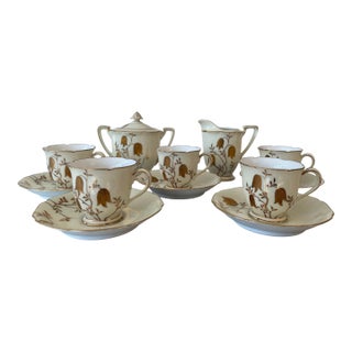 Early 20th Century Rare Noritake Morimura Expresso Set of Cups Saucers Plus Sugar & Creamer - 12 pcs For Sale