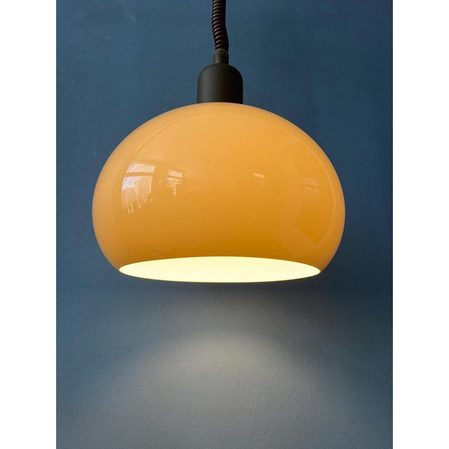 Vintage Beige Acrylic Glass Mushroom Pendant Lamp For Sale - Image 3 of 11
