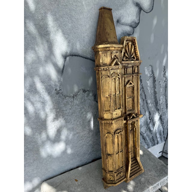 Italian Vintage Italian Decorative Gilded Wood Castle Maquette For Sale - Image 3 of 5