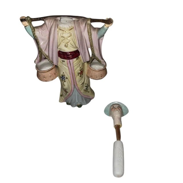 Printmaking Materials Early 20th Century Rare Vintage Polychrome Porcelain Chinese Nodder Figure For Sale - Image 7 of 10