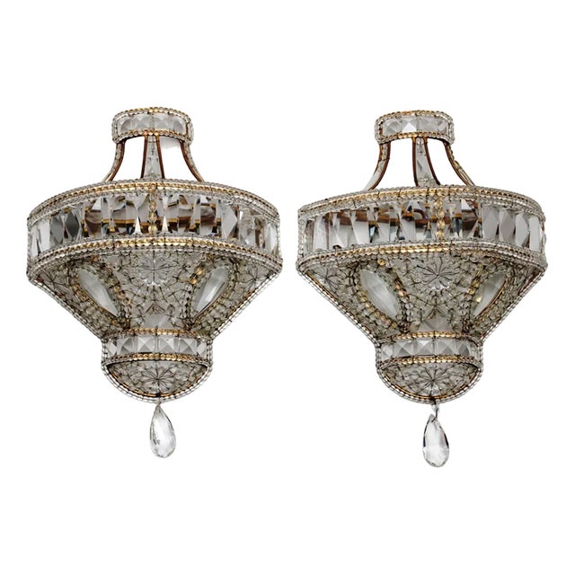 Crystal Wall Lamps, 1900s, Set of 2 For Sale