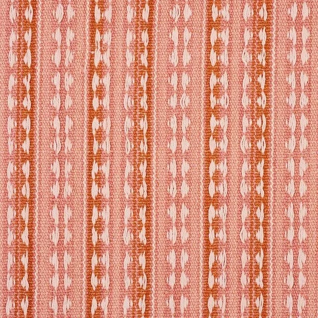 Schumacher Tarnby Stripe Fabric in Coral For Sale