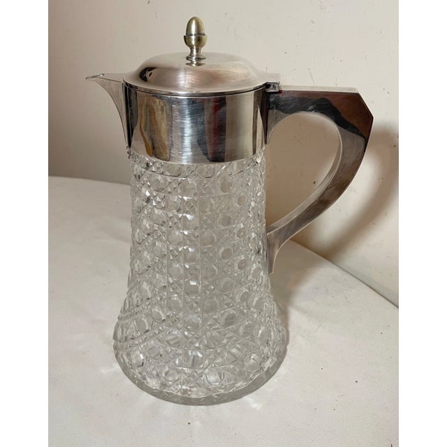 Antique Mappin & Webb Silver Plate Cut Crystal Claret Water Pitcher Ice Chamber For Sale In New York - Image 6 of 17
