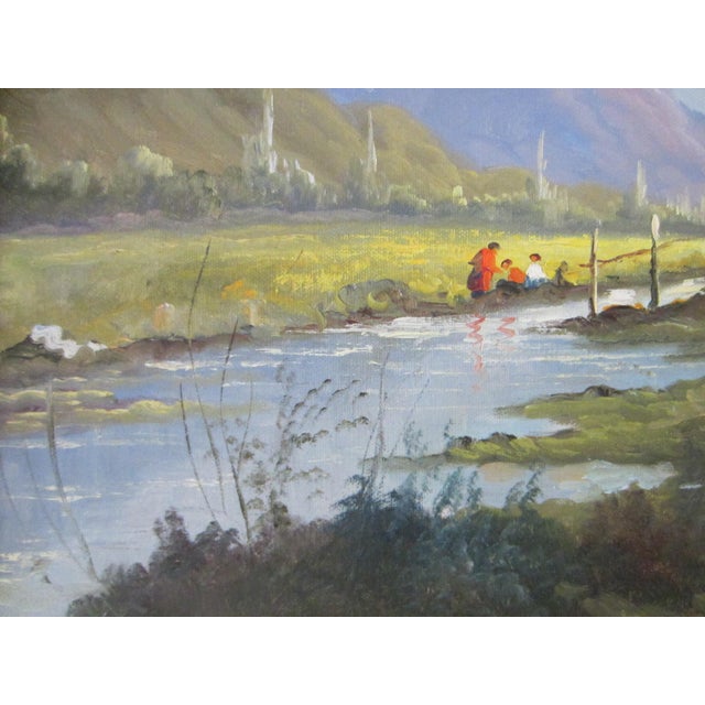 Wood 1970s Andres Orpinas Landscape Impressionist Signed Oil on Canvas, Framed For Sale - Image 7 of 8