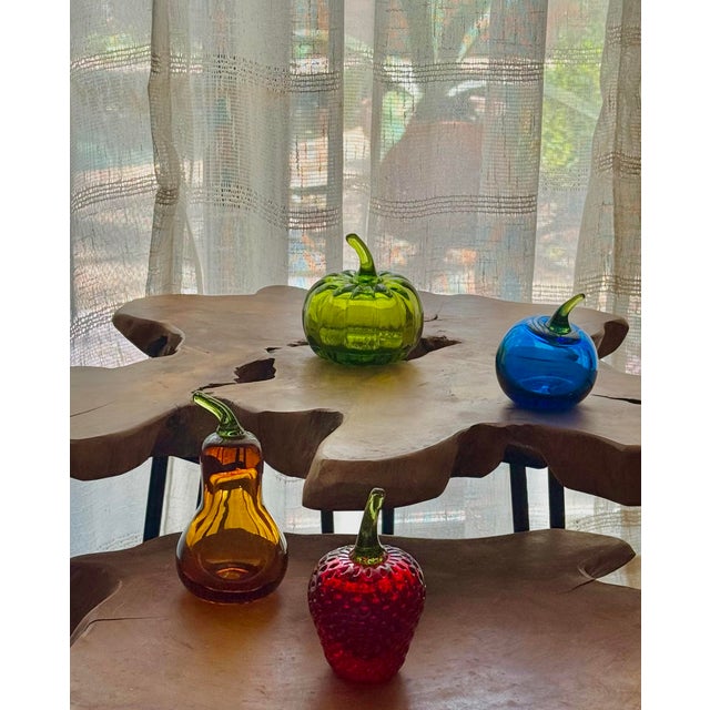 Glass 1970’s Vintage Handblown Glass Fruit by Rainbow Art Company/Viking Glass Company - Set of 4 For Sale - Image 7 of 11