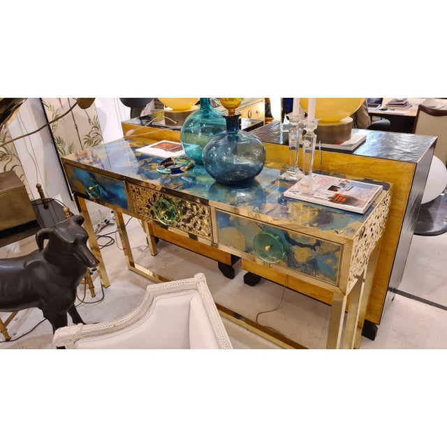 Vanity Console Table with Hand-Painted Glass from Justfurnituress SRL For Sale - Image 11 of 18