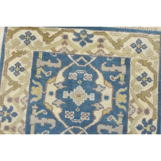 Oushak Runner 2’7” X 9’10” Blue Wool Tribal Hand-Knotted Oriental Rug For Sale In Philadelphia - Image 6 of 13