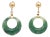 Pair of Vintage 14k Yellow Gold and Spinach Jade Hoop Screw Back Earrings For Sale
