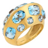 Mid 20th Century Seaman Schepps 13.00 Carat Blue Topaz 18k Yellow Gold Antibes Ring, Size 6.25 For Sale