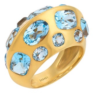 Mid 20th Century Seaman Schepps 13.00 Carat Blue Topaz 18k Yellow Gold Antibes Ring, Size 6.25 For Sale