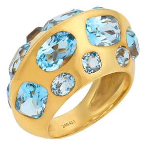Mid 20th Century Seaman Schepps 13.00 Carat Blue Topaz 18k Yellow Gold Antibes Ring, Size 6.25
