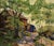 Barn in the Shade - Original Mid-Century Oil on Canvas Farm Landscape Serene depiction of a barn at the end of a driveway...
