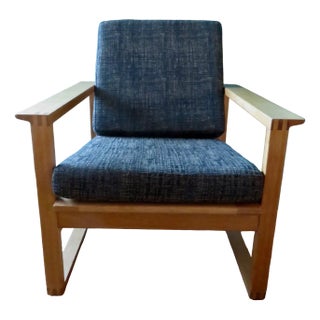 Vintage Lounge Chair in Light Oak by Borge Mogensen for Fredericia, Denmark, 1965 For Sale