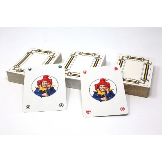 Elevate your game night with this rare, vintage set of three decks of Gucci playing cards (2 joker cards only). The cards...