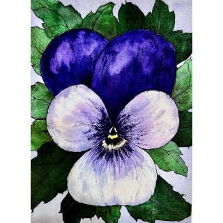 Original Watercolor Painting of a Perfect Purple “Viola” For Sale