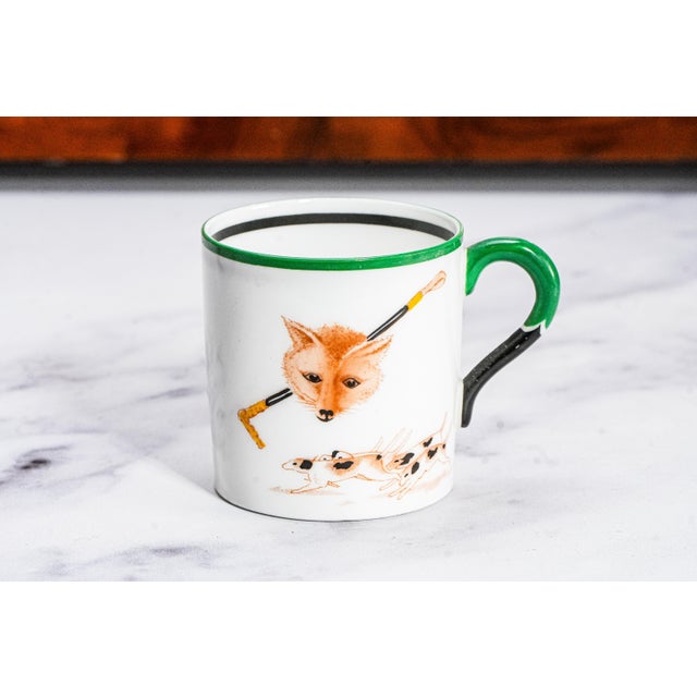 1930s Paragon Porcelain Hand Painted Fox Dogs Hunting Country Life Antique Demitasse Cup and Saucer For Sale - Image 12 of 16