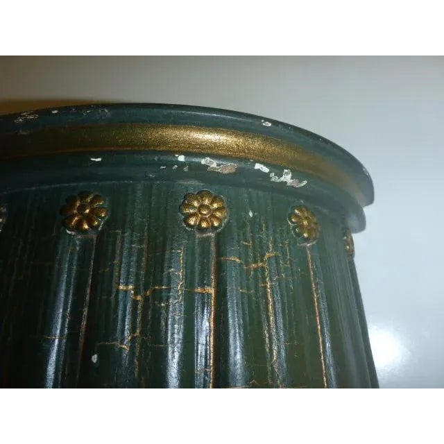 Wood Pair Late 20th Century Transitional Wall Shelf Brackets Painted Green Gold Crackle For Sale - Image 7 of 11
