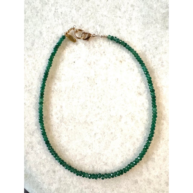 Lovely emerald quartz faceted beaded necklace with gold tone clasp designed by Matthew Izzo